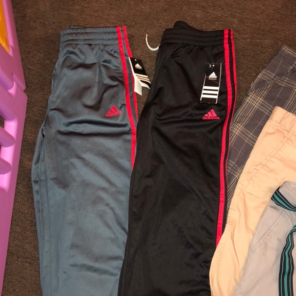 boys red adidas pants